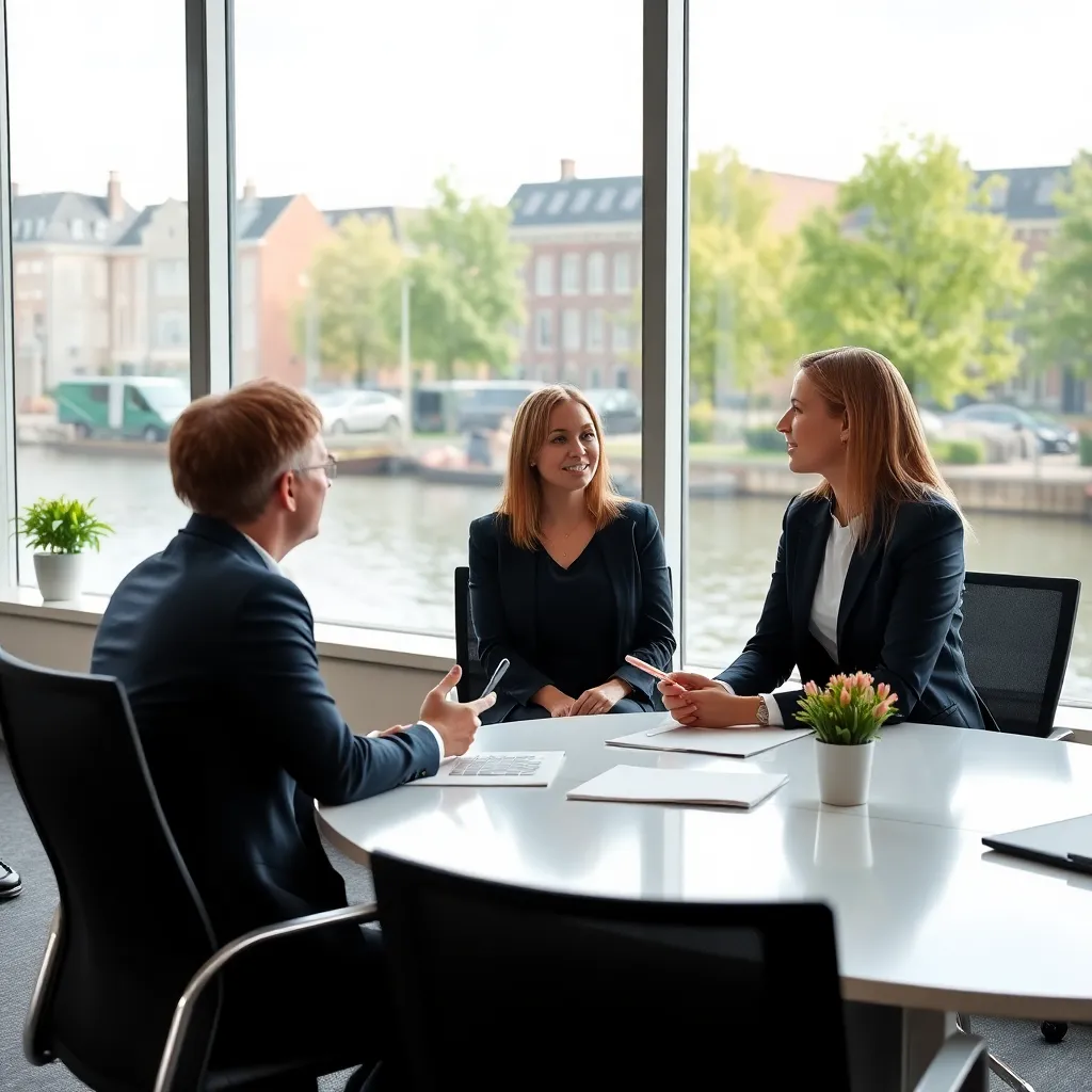 Professional die marktanalyse uitvoert op laptop in moderne kantooromgeving
