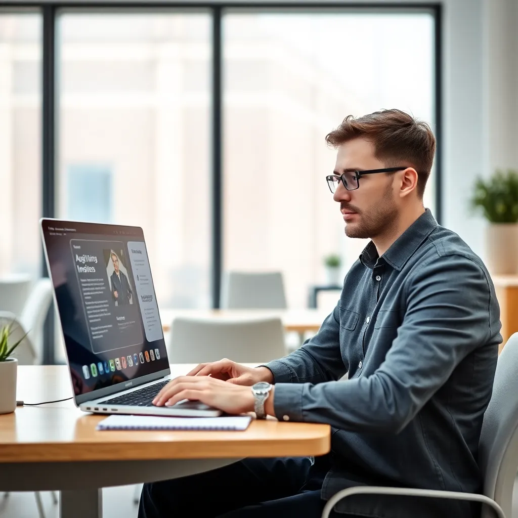 Professional die subsidieaanvraag invult op laptop